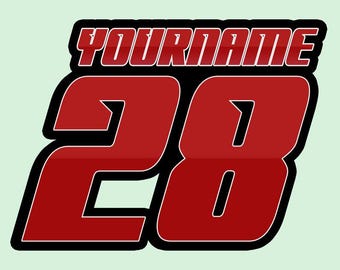Custom Racing Sticker Personalized Racing Number Text Stickers Decal Die-Cut Waterproof Vinyl Sticker for Laptop Water Bottle Phone Case