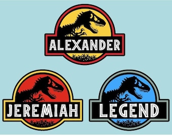 Personalized Dino Park Stickers, Dinosaur Inspired, Kids Name Sticker, Dinosaur T-Rex Weatherproof Sticker for Boys Girls, Custom Dino Name