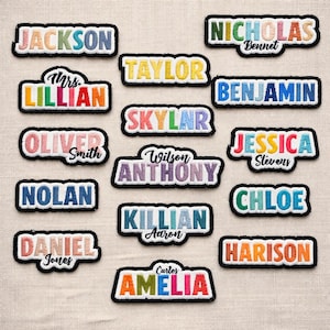 Personalized Waterproof Vinyl patch for Kids, 100 Days of School Name patch – Custom Name Label for Back to School, Lunch Box Name patch