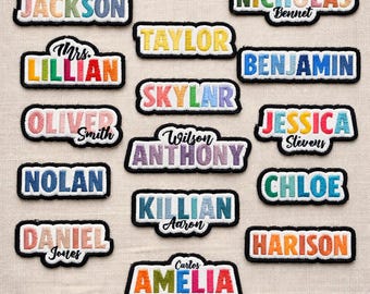 Personalized Waterproof Vinyl patch for Kids, 100 Days of School Name patch – Custom Name Label for Back to School, Lunch Box Name patch