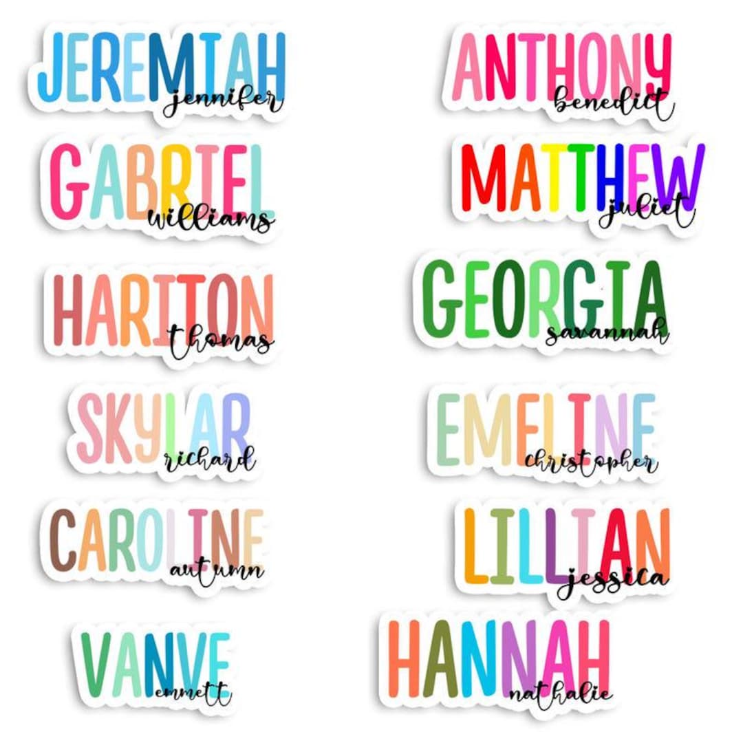 Custom Colorful Name Stickers – Retro Waterproof Vinyl Decals ...