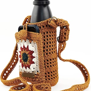 Macrame Water Bottle Holder Adjustable Long Strap, Handmade Crossbody Water Bottle Holder Bag,  Water Bottle Carriers