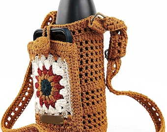 Macrame Water Bottle Holder Adjustable Long Strap, Handmade Crossbody Water Bottle Holder Bag,  Water Bottle Carriers POPBEC23 Store