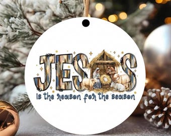 Jesus Is the Reason Ornament, Christian Christmas Ornament, Baby Jesus Nativity Ornament, Oh Holy Night Keepsake, Religious Christmas Gift
