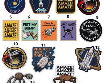 Project Hail Mary Embroidered Patch, Ryland Grace Cosplay Iron On Hats Uniforms, Bookish Lovers, Space Mission Sci-Fi Rocket, Gift For Fans