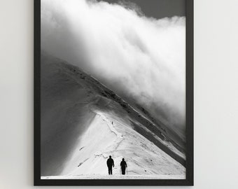 Photography poster Black and White Couple in the Mountains View Tatry Poland Nature Photo Print Wall Deco