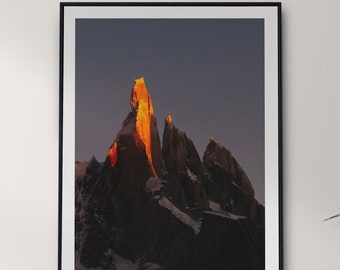 Fine Art Print Patagonia Orange Mountain Landscape Photo Print Nature Wall Decoration Red