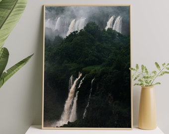 Photography poster Green Vibes Iguazu Falls Nature Photo Print Wall Dark Decoration Premium Interior Design
