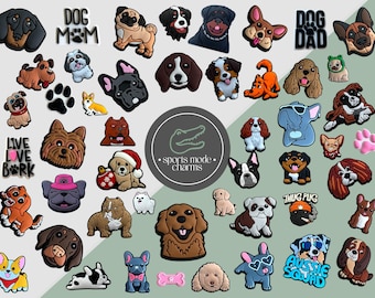 Perro y Cachorro - Charms para Zapatos, Zuecos y Sandalias