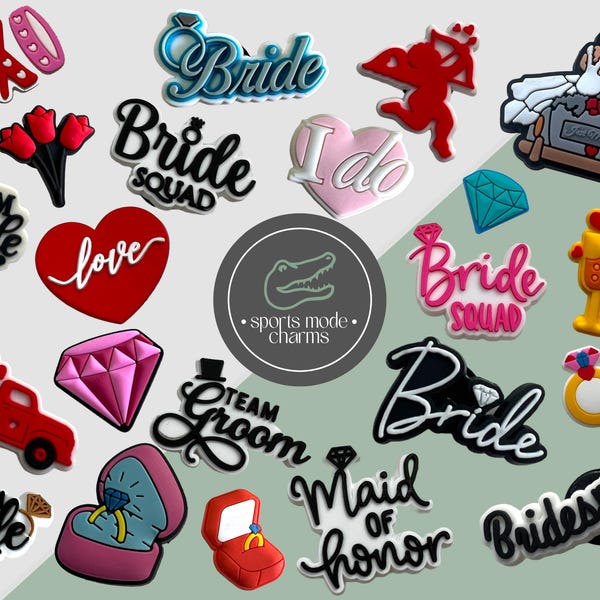 Wedding Bride & Groom - Charms for Shoes, Clogs Sandal