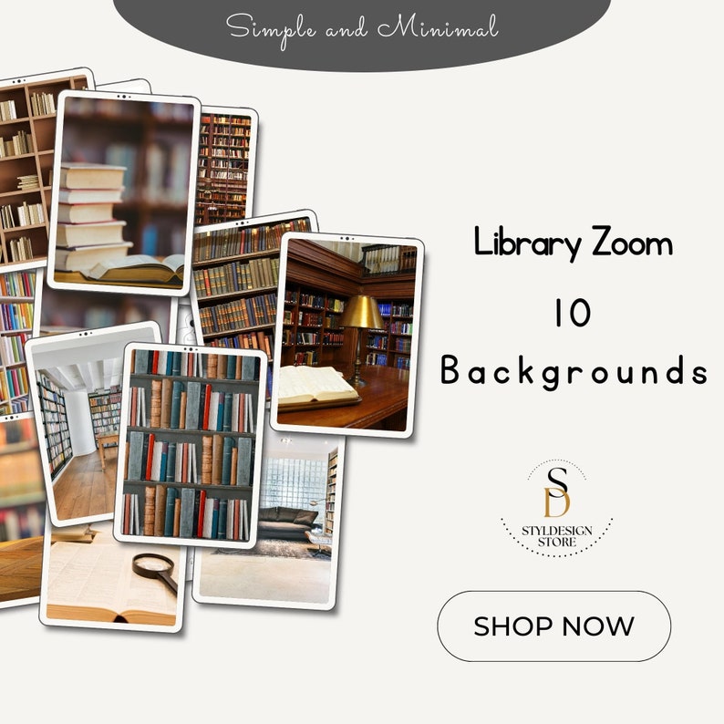 Neutral Study Room Zoom Background Pack Best Virtual Etsy UK