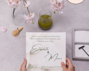 Minimalist Wedding Invitation Canva Template - Instant Download