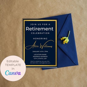 Retirement Celebration Invitation Template | Customizable and Editable | DIY Party Invite | Personalized Retirement Party Invitation
