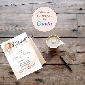 Editable Retirement Invitation Canva Template - Instant Download