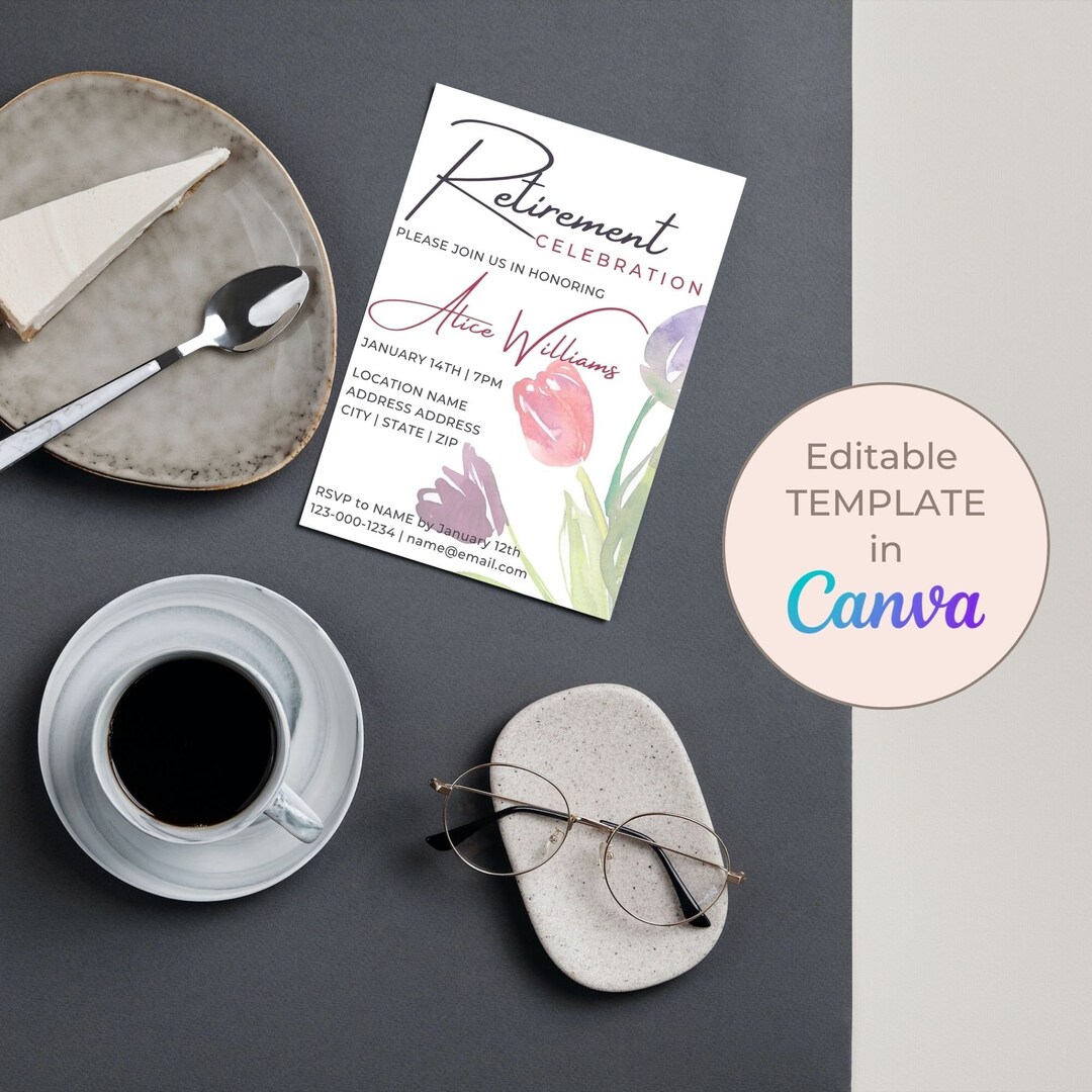 Retirement Party Invite | DIY Template | Canva Editable Invitation ...