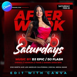 Club Flyer Template for Canva, DIY Event Flyer, Party Flyer, Digital Birthday Flyer, DJ Party Invite, Social Media, Instagram Promo