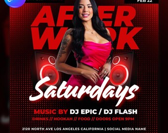 Club Flyer Template for Canva, DIY Event Flyer, Party Flyer, Digital Birthday Flyer, DJ Party Invite, Social Media, Instagram Promo