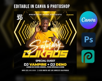 Club Party Flyer | Club Flyer Template | DJ Flyer | Night Club Flyer | Canva Flyer Template | Saturday Canva Flyer | Urban Flyer Canva