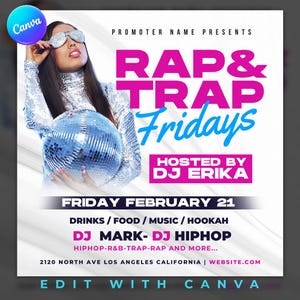 Club Flyer Template for Canva, DIY Event Flyer, Party Flyer, Digital Birthday Flyer, DJ Party Invite, Social Media, Instagram Promo