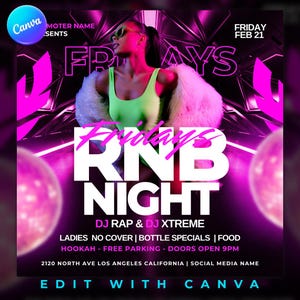 Club Flyer Template for Canva, DIY Event Flyer, Party Flyer, Digital Birthday Flyer, DJ Party Invite, Social Media, Instagram Promo