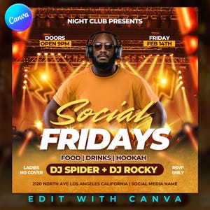 Club Flyer Template for Canva, DIY Event Flyer, Party Flyer, Digital Birthday Flyer, DJ Party Invite, Social Media, Instagram Promo