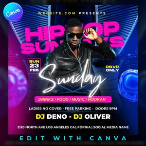 Club Flyer Template for Canva, DIY Event Flyer, Party Flyer, Digital Birthday Flyer, DJ Party Invite, Social Media, Instagram Promo