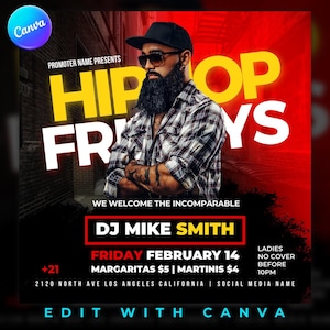 Club Flyer Template for Canva, DIY Event Flyer, Party Flyer, Digital Birthday Flyer, DJ Party Invite, Social Media, Instagram Promo