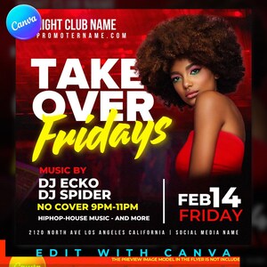Club Flyer Template for Canva, DIY Event Flyer, Party Flyer, Digital Birthday Flyer, DJ Party Invite, Social Media, Instagram Promo