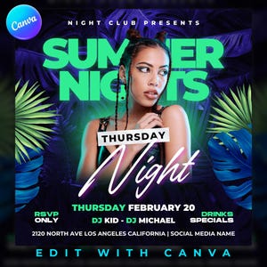 Club Flyer Template for Canva, DIY Event Flyer, Party Flyer, Digital Birthday Flyer, DJ Party Invite, Social Media, Instagram Promo