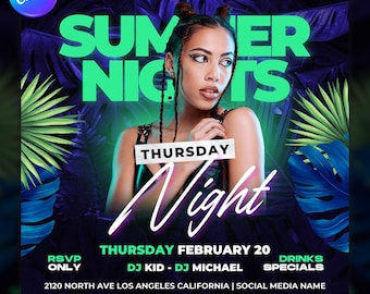 Club Flyer Template for Canva, DIY Event Flyer, Party Flyer, Digital Birthday Flyer, DJ Party Invite, Social Media, Instagram Promo