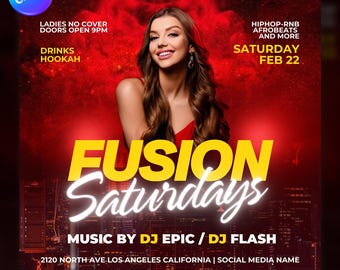 Club Flyer Template for Canva, DIY Event Flyer, Party Flyer, Digital Birthday Flyer, DJ Party Invite, Social Media, Instagram Promo