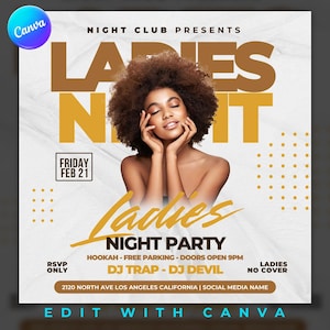 Club Flyer Template for Canva, DIY Event Flyer, Party Flyer, Digital Birthday Flyer, DJ Party Invite, Social Media, Instagram Promo