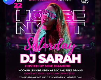 Club Flyer Template for Canva, DIY Event Flyer, Party Flyer, Digital Birthday Flyer, DJ Party Invite, Social Media, Instagram Promo