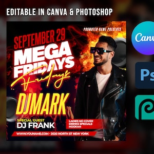 DJ Party Flyer | Club Flyer Template | DJ Flyer | Night Club Flyer | Canva Flyer Template | Friday Canva Flyer | Urban Flyer Canva
