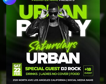 Club Flyer Template for Canva, DIY Event Flyer, Party Flyer, Digital Birthday Flyer, DJ Party Invite, Social Media, Instagram Promo