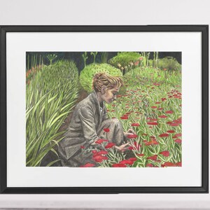 Printable art - Lady gardner - watercolor pencil