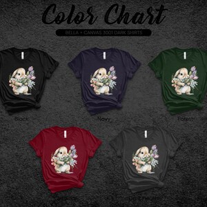 Cute Easter Bunny T-Shirt with Watercolor Floral Design, Spring Rabbit, Flower and Bunny Top, Adorable Animal Illustration, Frohe Ostern,