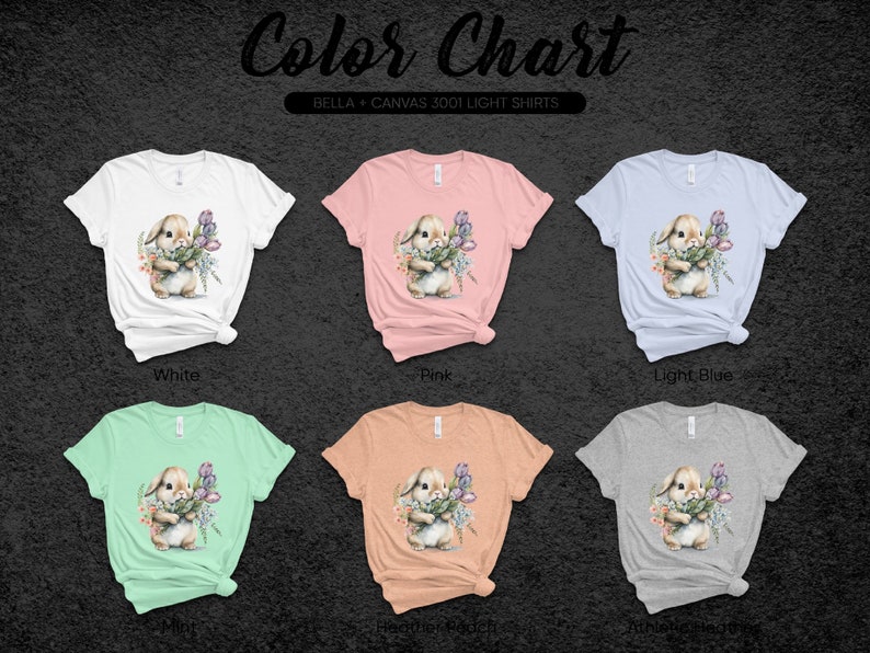 Linda camiseta de conejito de Pascua con diseño floral de acuarela, conejo de primavera, top de flores y conejitos, adorable ilustración de animales, Frohe Ostern, imagen 4