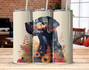 Labrador Retriever Mountain Tumbler Gift Floral Dog Art Travel Mug for Pet Owners Outdoor Adventure Accessory Hiking Dog Tumbler Dog Lover