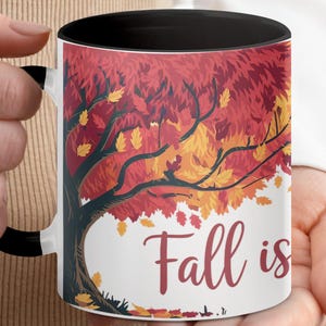 Autumn Themed Mug with Beautiful Fall Leaves, Fall gift idea, coffee lovers mug, unique fall mug, Fall is my favorite color mug