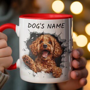 Personalized Dog Name Mug, Custom Pet Portrait, Cute Dog Lover Gift, Poodle Coffee Cup, Unique Illustrated Dog Design