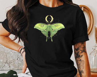 Beautiful Luna Moth T-Shirt Moon Phase Nature-Inspired Tee Luna Moth Boho Style Top Mystical Moth Tee Boho Luna Moth Shirt Nature Lover Moth