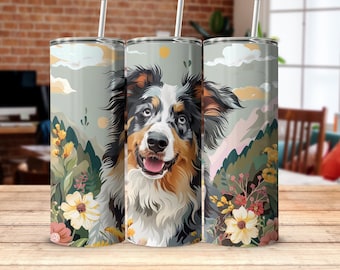 Australian Shepherd Becher Niedlicher Hundeliebhaber Geschenk Reisebecher mit entzückender Hundekunst Einzigartiger Hundebesitzer vorhanden Blue Eyed Australian Shepherd
