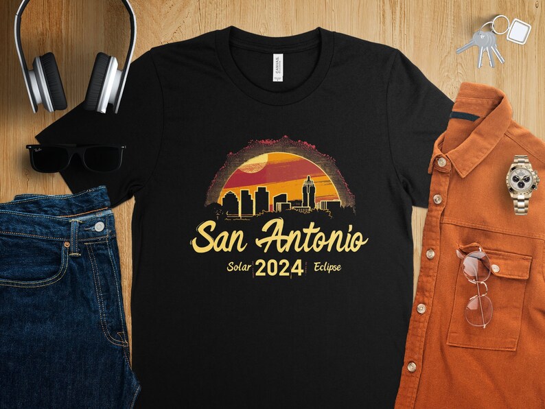 2024 San Antonio Eclipse Tshirt, San Antonio Skyline Eclipse Gift