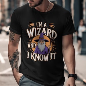 Camiseta de bruxo com citação engraçada de bruxo, eu sou um bruxo e sei disso, camiseta para amantes da magia, ideia de presente, camiseta gráfica de bruxo, RPG de mágico, D&D