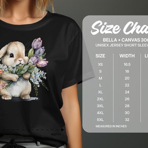 Linda camiseta de conejito de Pascua con diseño floral de acuarela, conejo de primavera, top de flores y conejitos, adorable ilustración de animales, Frohe Ostern, imagen 5