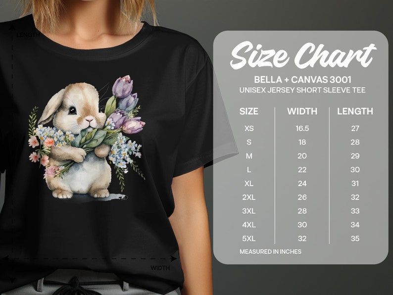 Linda camiseta de conejito de Pascua con diseño floral de acuarela, conejo de primavera, top de flores y conejitos, adorable ilustración de animales, Frohe Ostern, imagen 5