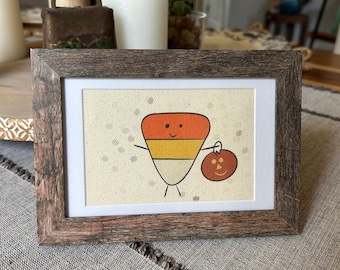 Candy Corn Halloween Mini Picture 6 x 4 Original Wall Art Canvas Fall Decor