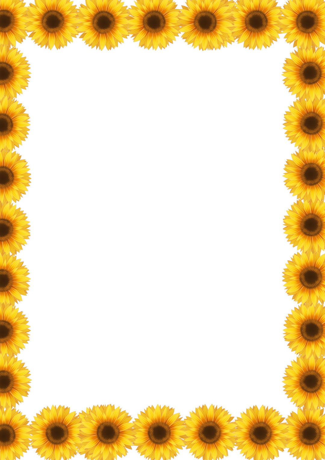 Sunflower Serenity: Printable Sunflower Border Paper PDF - Etsy