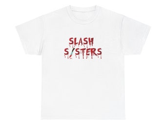 Camiseta com o logo "Blood Drip" das Slash Sisters